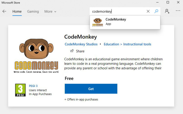 Codemonkey on the Microsoft Store | CodeMonkey