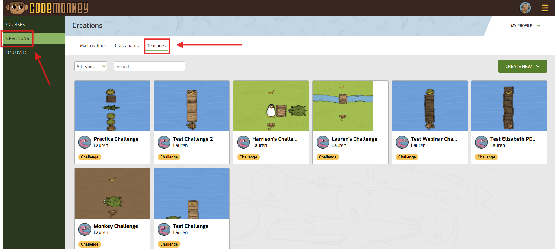 Student View to Access Creations Image